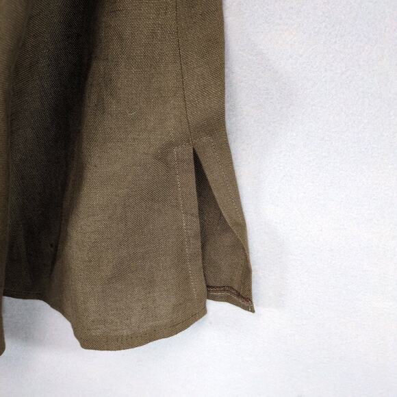Vtg Talbots Brown Irish Linen A-Line Midi Skirt, Sz 12 Petite Academia Classic - Picture 5 of 6